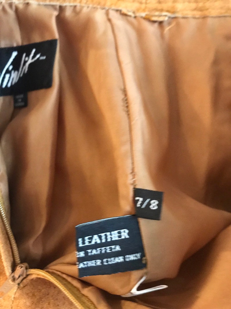 womens 78 -western 80s amber gold suede skirt by Winlit leathers leather fashion boho