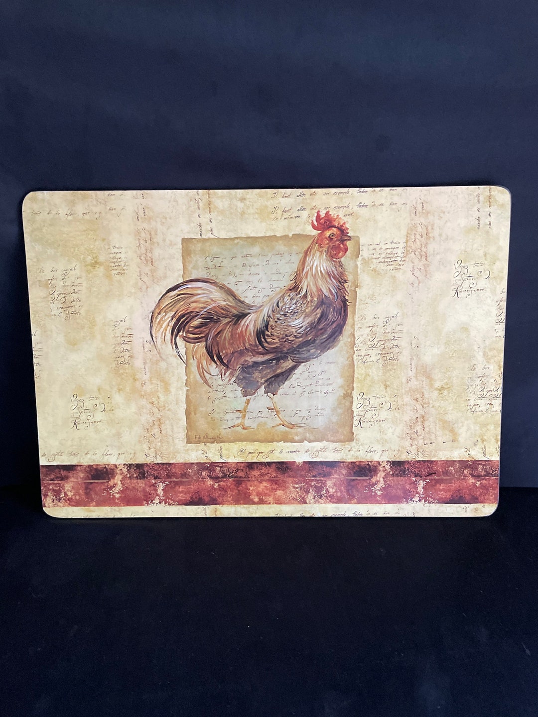 Rustic Rooster Placemat 4 Laminated Cork Back Etsy