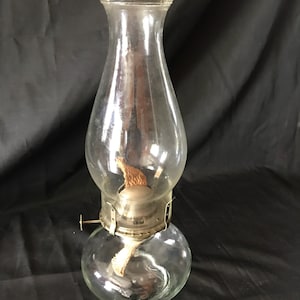 Vintage oil lamp  hurricane glass ,clear glass, imported