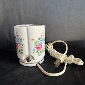 Vintage Floral Hand-Painted Porcelain Night Light