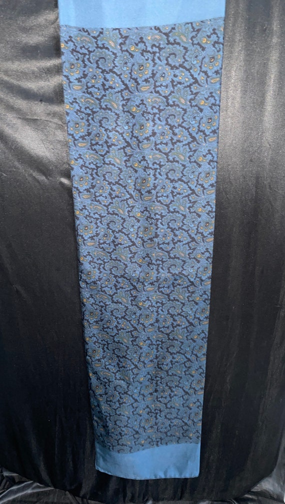 Mens Silk scarf , Paisley pattern Blue Gold , Bla… - image 2