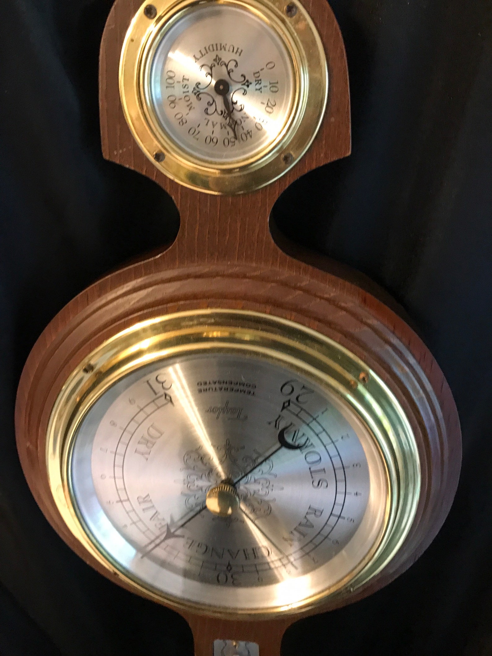 Banjo Barometer Storm Weather , Thermometer Indicator Taylor Instrument ...