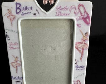Vintage Ballet Photo Frame: Ceramic with Dangling Slippers (4x6)