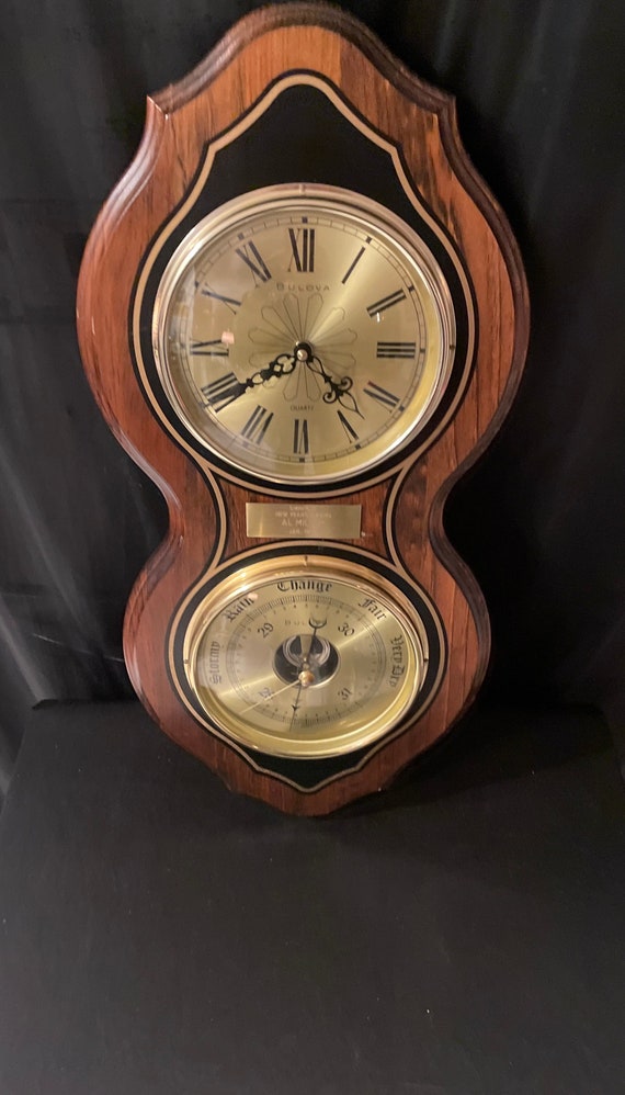 Wall clock & Barometer Bulova quartz battery operated Etsy