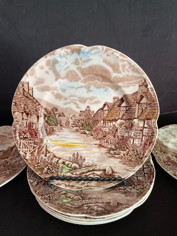 Vajilla inglesa platos de postre para aperitivos 10Ironstone pan de la antigua campina inglesa diseno multicolor festoneado Johnson Bros. Etsy Espana