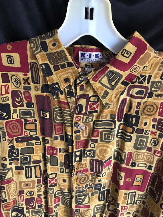 Vtg designer mens  shirt silk , ,sz large  , abstr