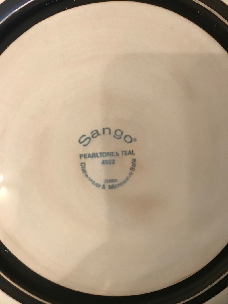 kitchen 4 dinner 4 salad Mid century dinner plates Pearlized teal Sango dining dessert