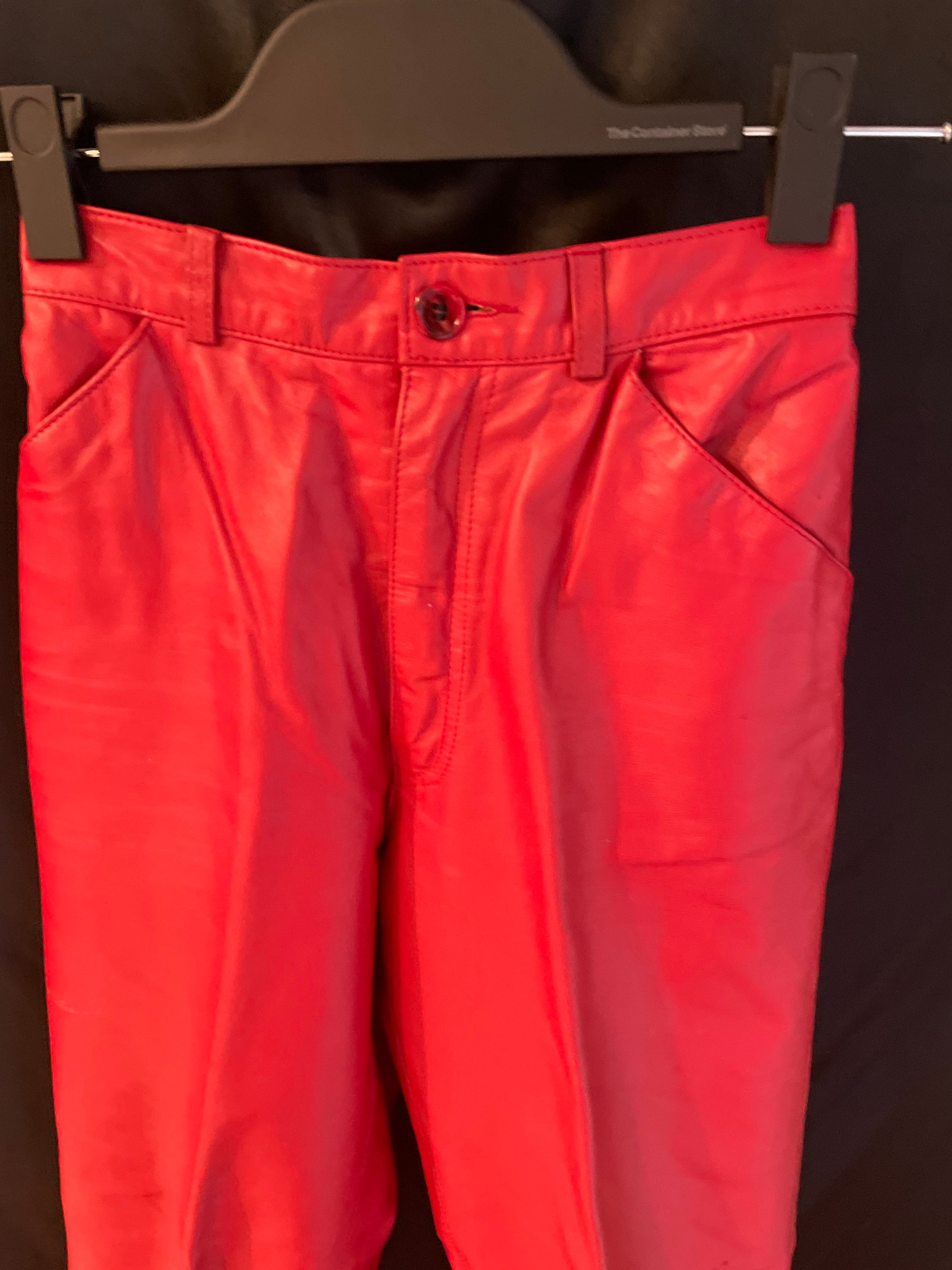 Vintage Red Leather Pant Sz O - Sz 2 - 23 'waist ,straight Vintage Red Leather Pant Sz O - Sz 2 - 23 'waist ,straight