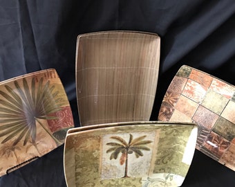 Melanine plates 8 ,Percidio,  rectangular, Tropical ,Beach house ,outdoor dining   Tableware  neutral tones