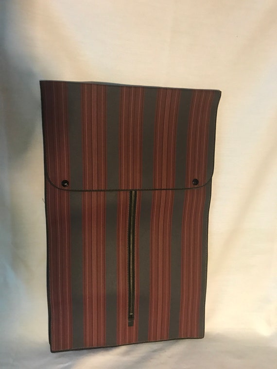 Vintage Storage bag -west germany -striped vinyl -