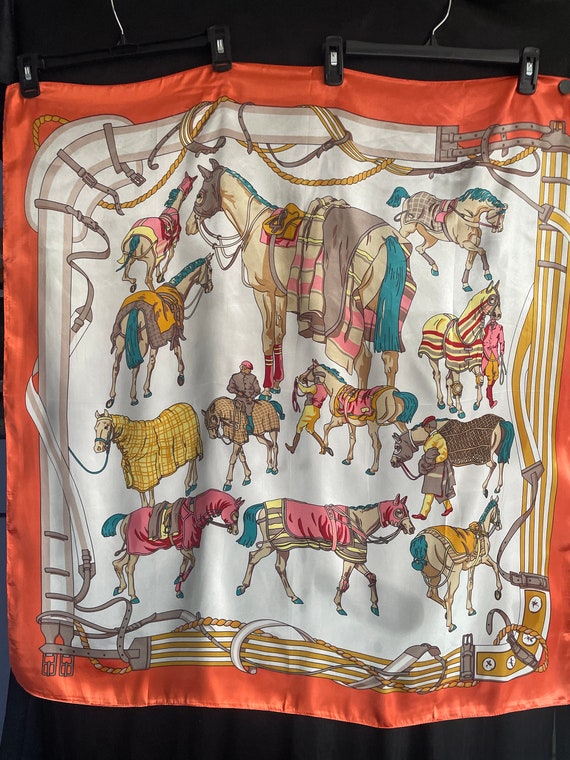 Imported Equestrian scarf ,squared 36x36 silk ,It… - image 2