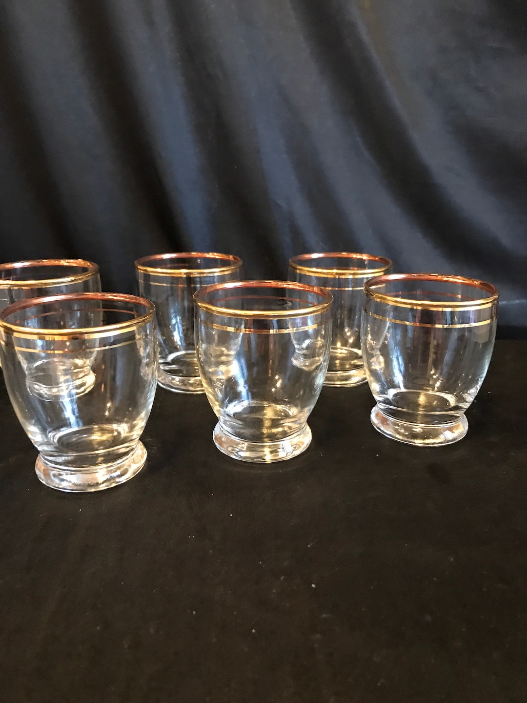 Vtg Libbey Shot Glasses Set 6 , Double Shot , 22 K Gold Leaf ,double