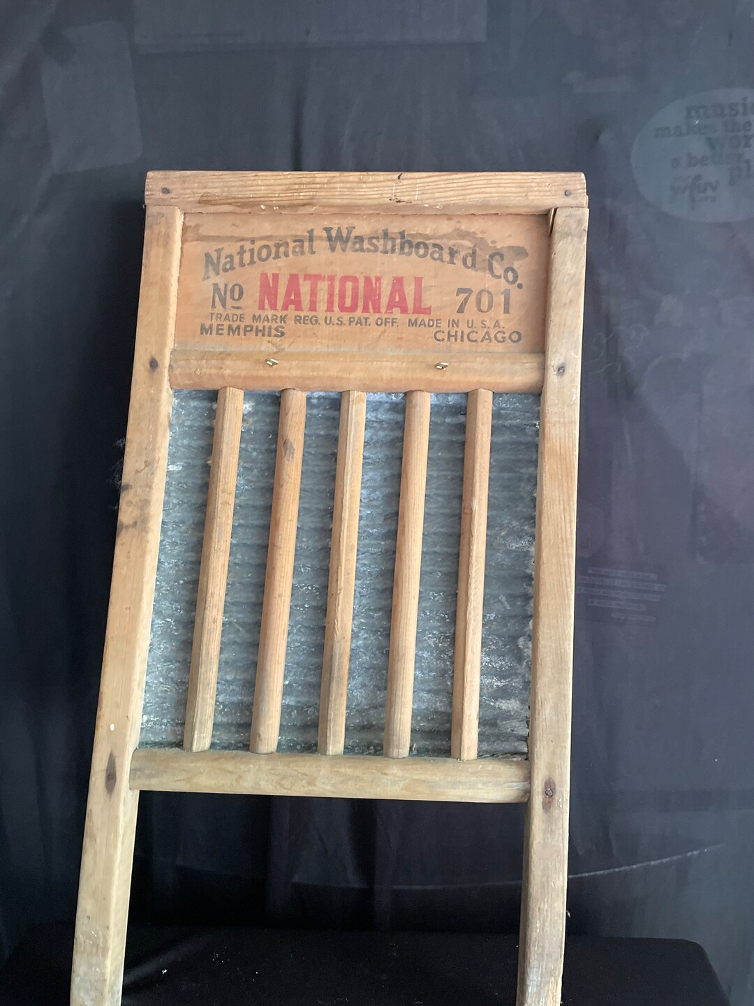 Vtg Washboard , Wall Decor , Double Sided Logo Graphic, Rustic