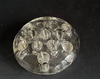 Flower frog - domed ,clear glass , 13 insert flower stem