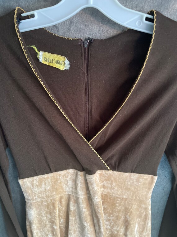 Vtg , mini dress , 2tone , crushed velvet ,cotton… - image 1