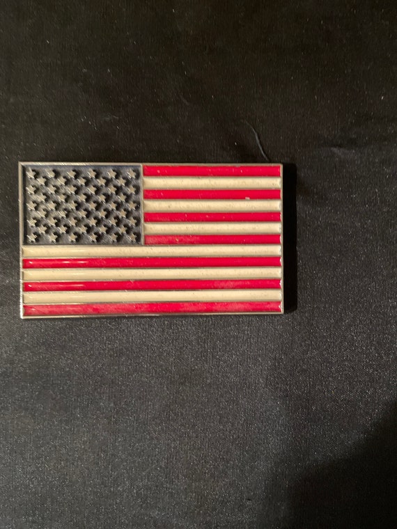 American flag , belt buckle, rectangular, raised … - image 1