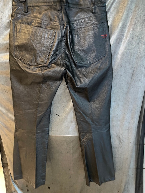 Designer Diesel Black Leather Pants ,sz 26 ,straight Leg , Motorcycle - Etsy Designer Diesel Black Leather Pants ,sz 26 ,straight Leg , Motorcycle - Etsy