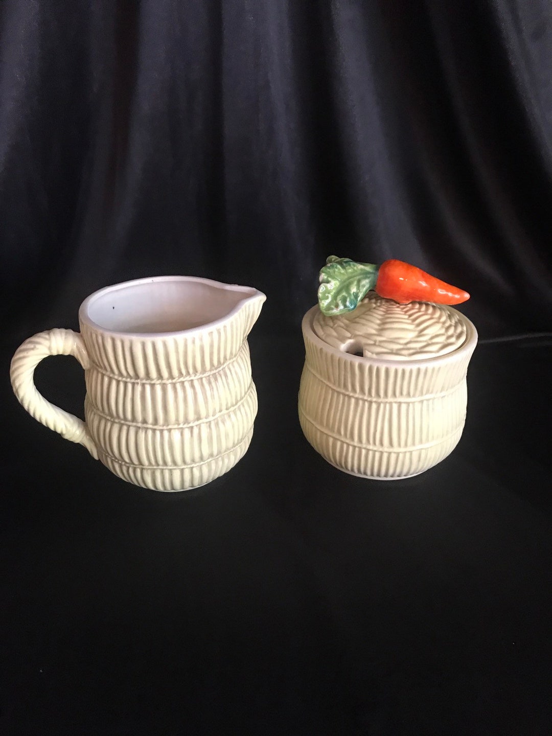 Easter Themed Dining Sugar & Creamer Carrot Set stoneware Etsy