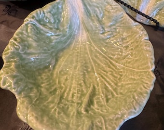 Imported Cabbage bowl set,8,green leaf,white vein, Art pottery tableware dining