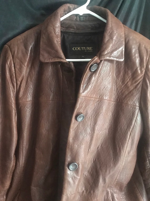 Brown soft leather jacket Sz Medium- ladies -women
