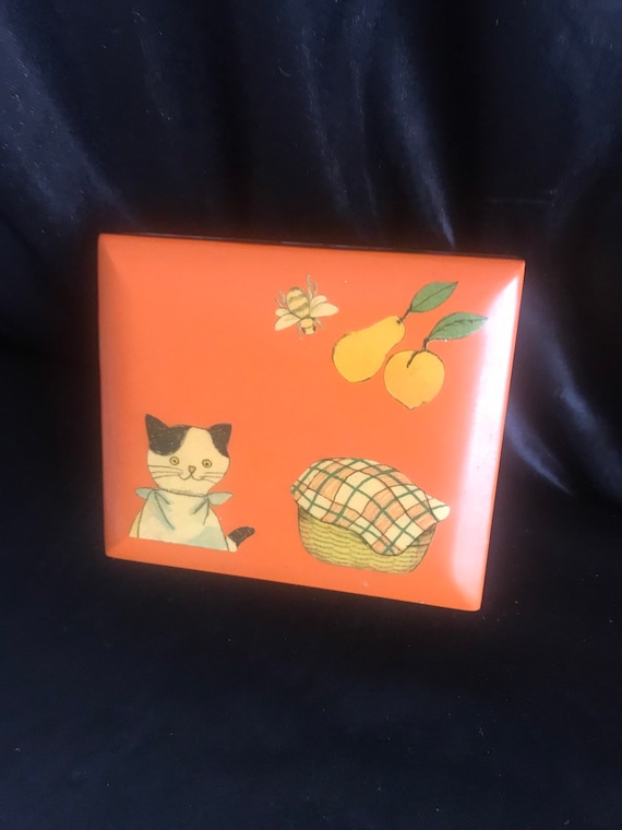 Jewelry box ,keepsake themed Cat with picnic bask… - image 1