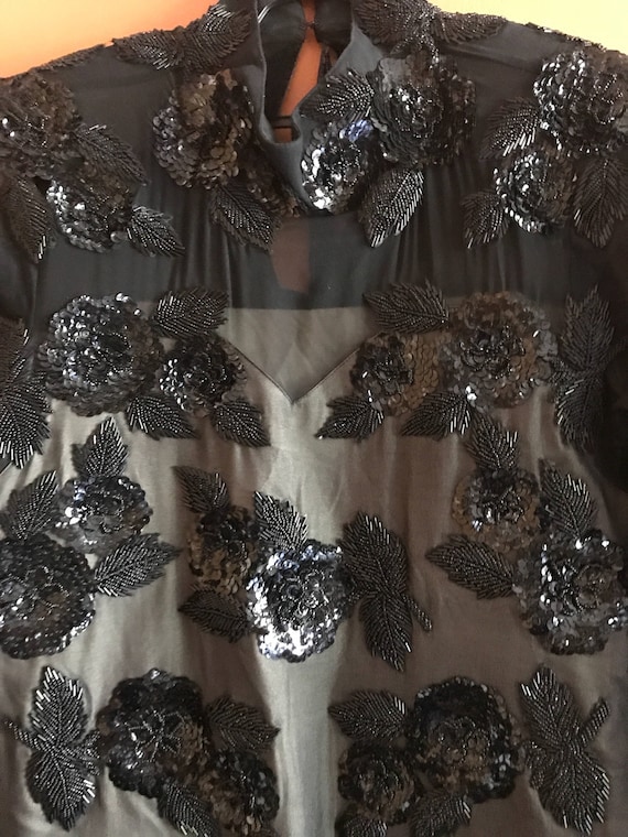 Black Sequins & Bugle beaded blouse