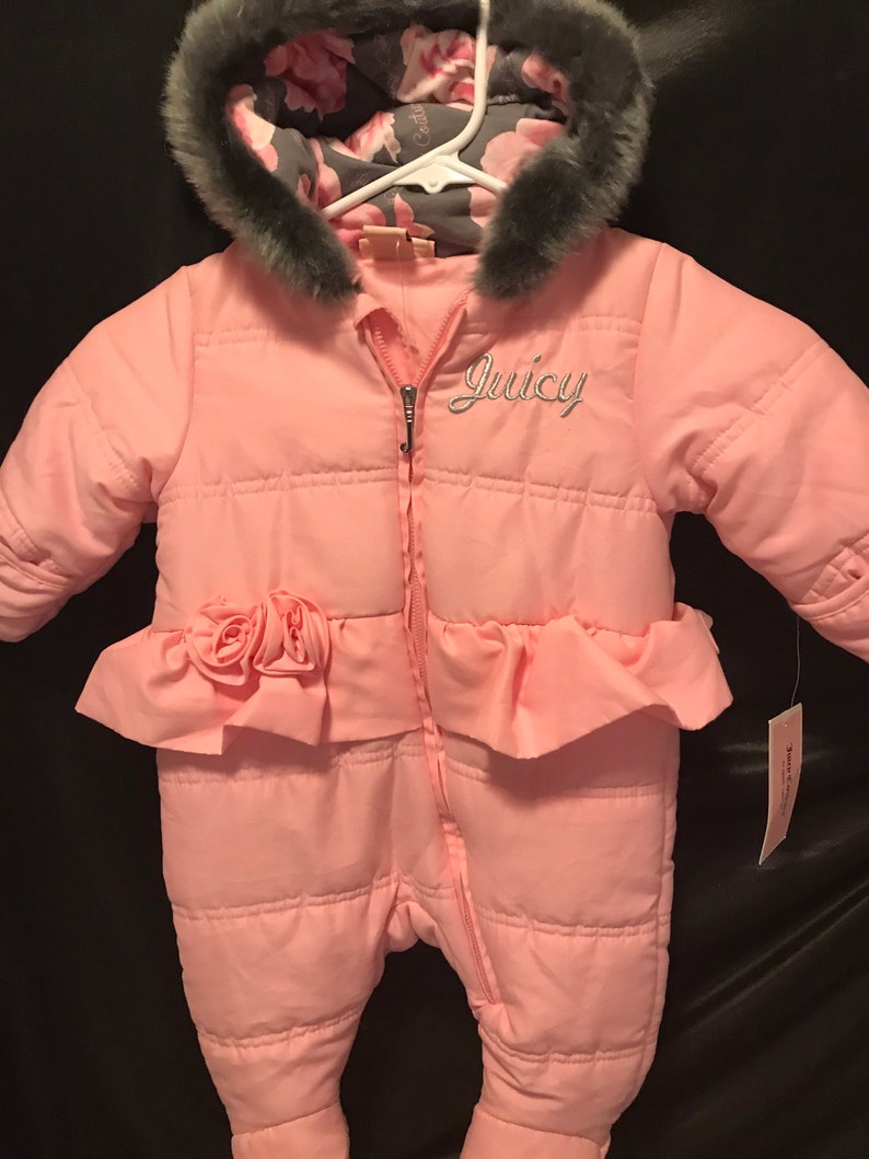 NWT Girl Snowsuit Baby Infant Pink 1 Piece Faux Grey Fur Etsy Australia