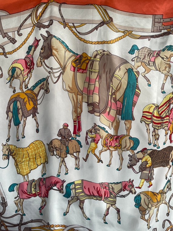 Imported Equestrian scarf ,squared 36x36 silk ,It… - image 1