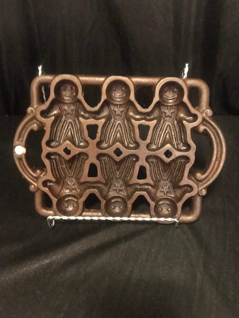 Cast iron John Wright gingerbread mold pan baking cooking cookies kitchen griddle mold image 1