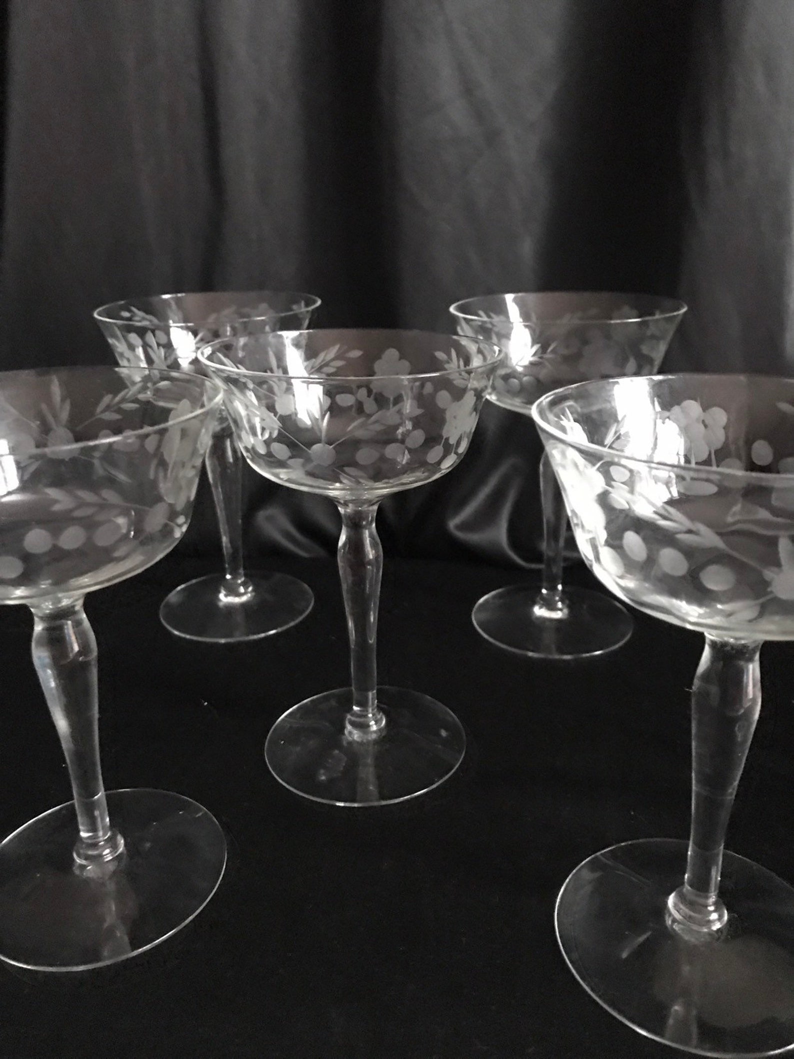 Victorian etched stemware wild rose vine crystal fine Etsy