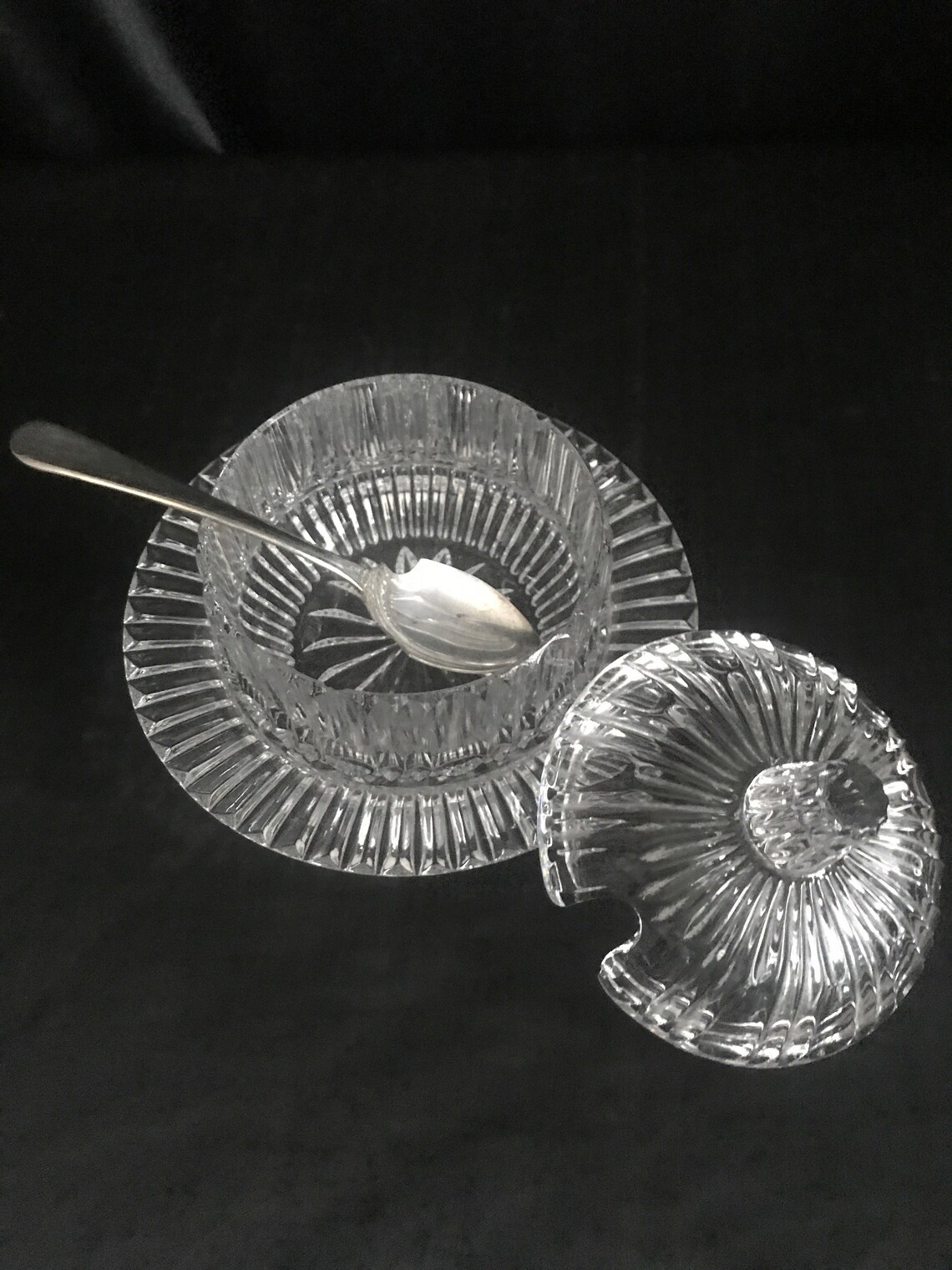 Press Glass Covered Condiment Dish With Attached Under Dish Etsy