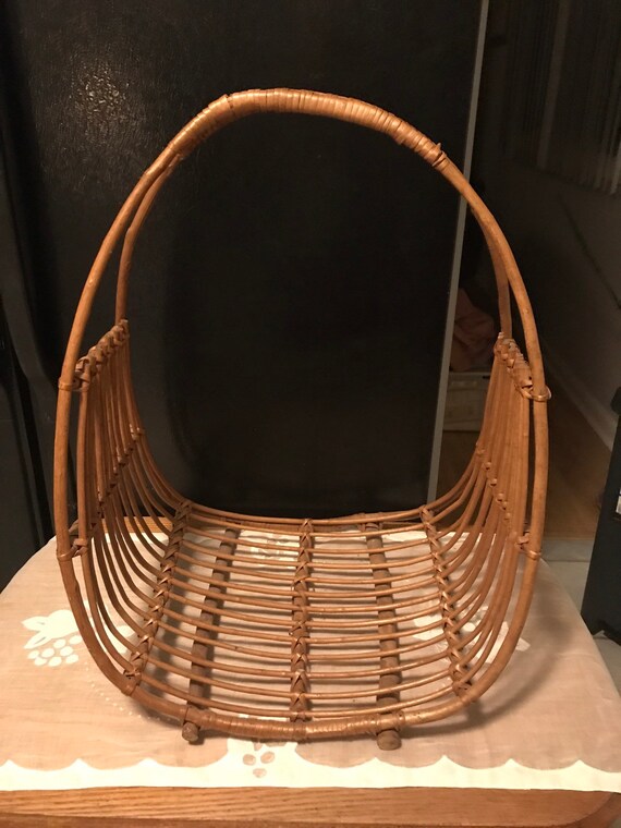 Vtg Wicker Fireplace Log Holder Blanket Holder Magazine Etsy