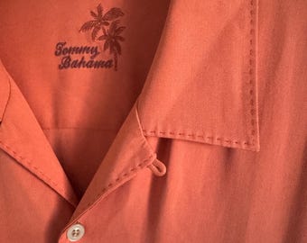 Mens Tommy Bahama XL ,Salmon ,silk ,short sleeve button down ,