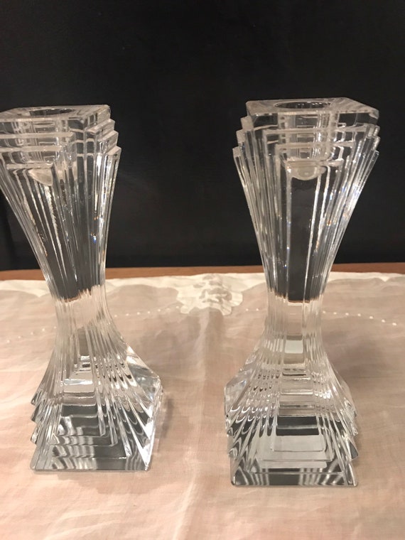 Crystal Candlestickholder Art Deco Mikasa Lead Cut Crystal City