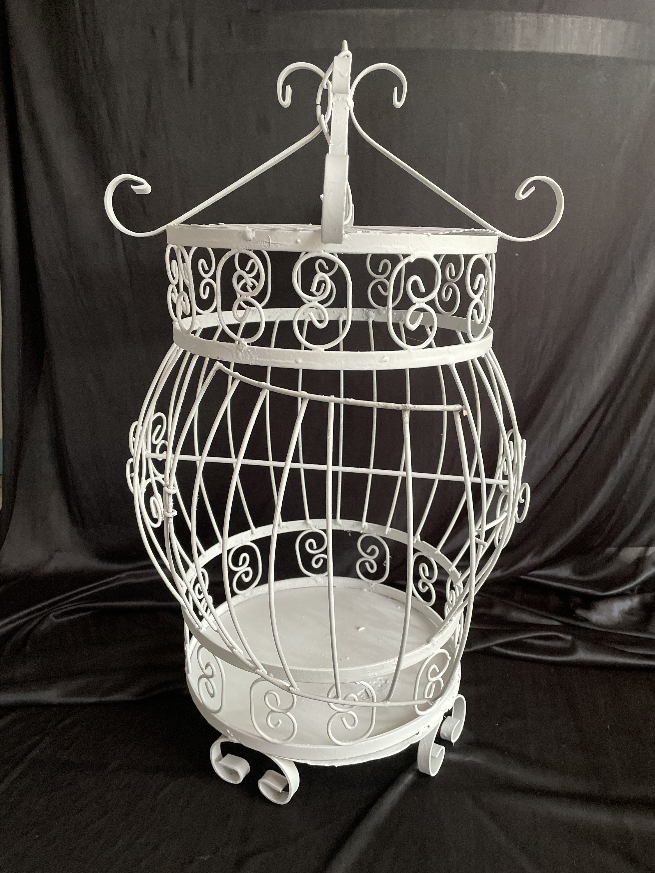 Victorian Bird Cage , Wrought Iron , Footed With Suspension