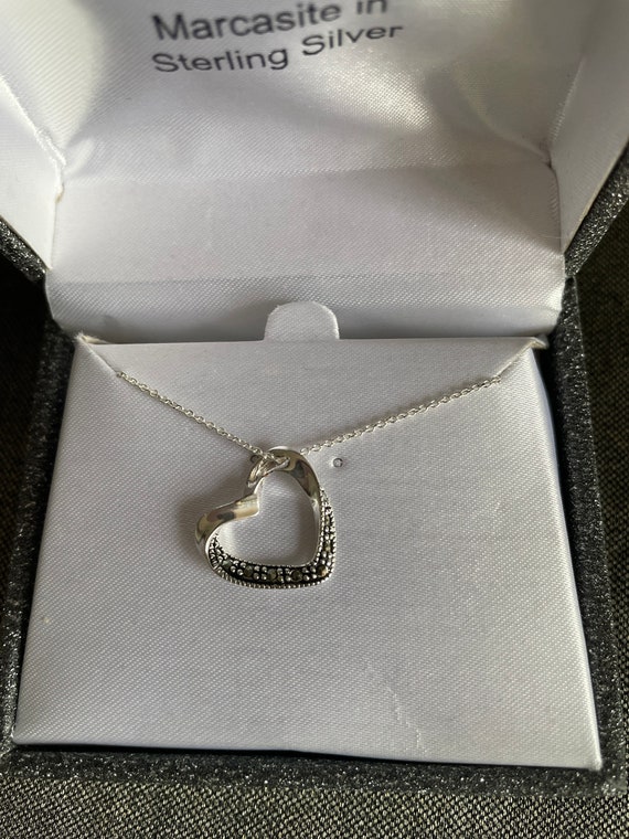 NIB .Heart necklace open heart ,sterling silver &M