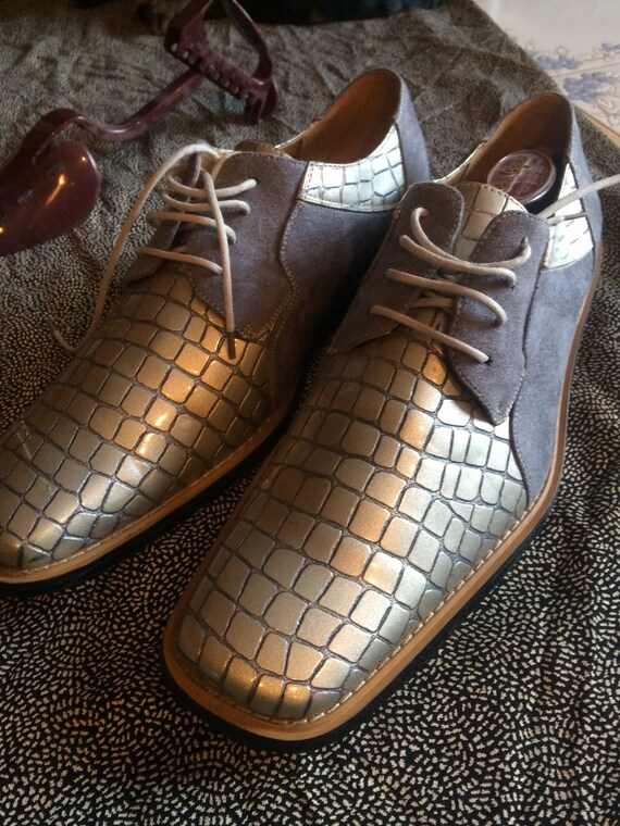 Vtg  mens shoes two tone ,  Gray ,9 1/2  by Placid