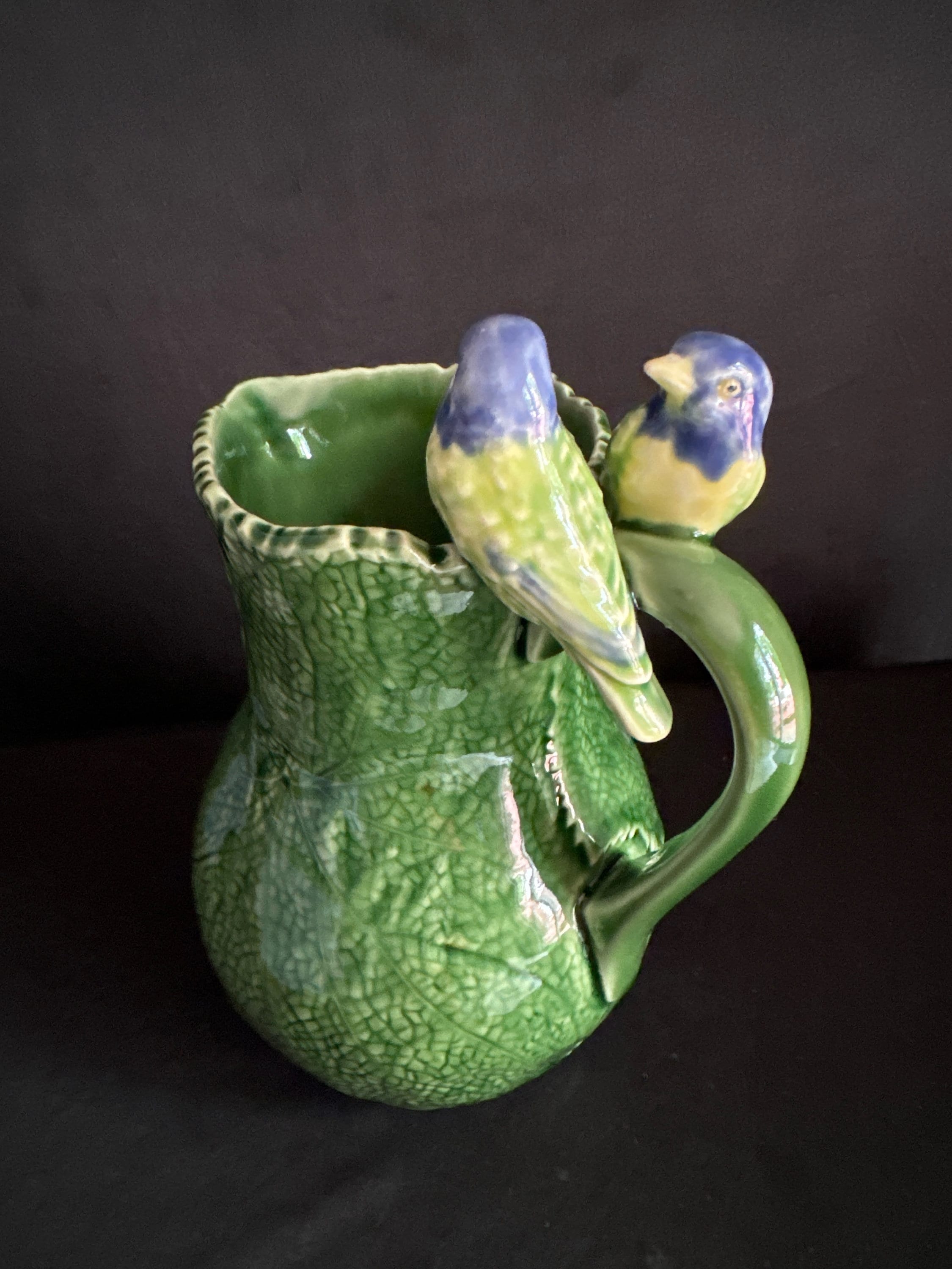 Bordallo Pinheiro Cabbage Ware Beverage Pitcher, Green Majolica
