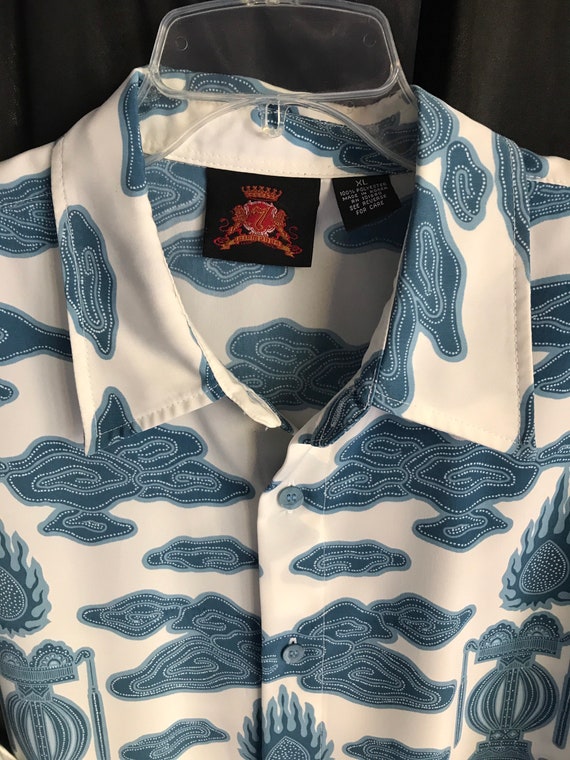 Mens XL Hawaiian Shirt: Polynesian Lantern Dragon Print