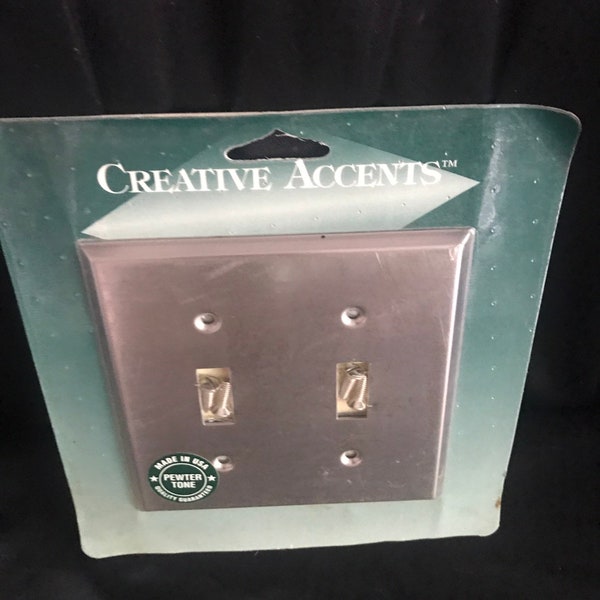 Stainless steel 2 tongle wall switchplate - pewter - mid century modern