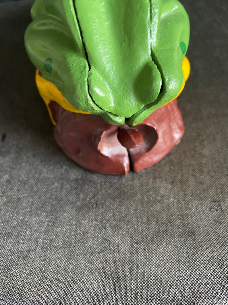 frogs on long collectible Good luck Frog cast iron St Patrick gift idea Kitchy Mechanical bank