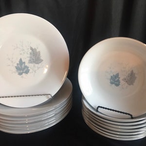 Woodward Bavaria China: 14-Piece Dinnerware Set, Silver Trim