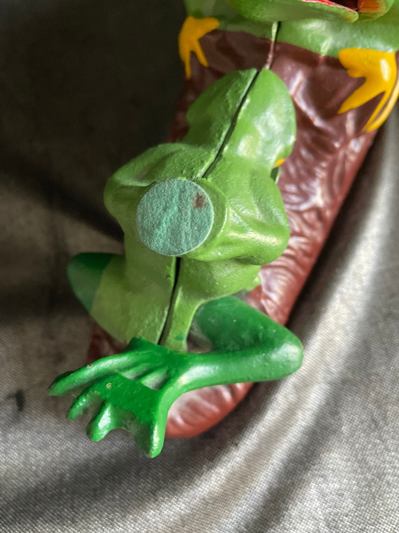 frogs on long collectible Good luck Frog cast iron St Patrick gift idea Kitchy Mechanical bank