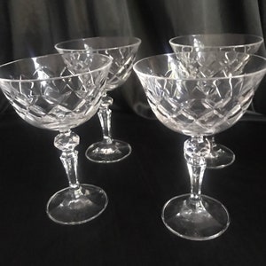 Crystal champagne glasses 4, stemware  elegant,Dining tableware, American Brillant