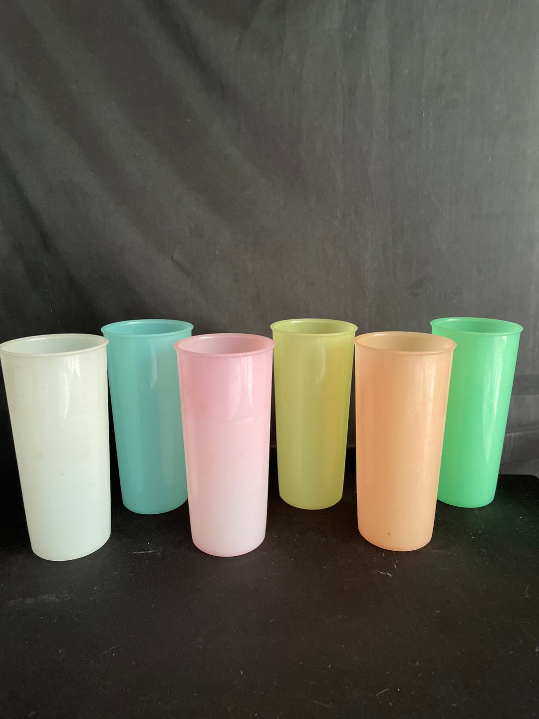 Vintage Tupperware Tumblers, 6 Set Pastel Assorted Colors , Pristine