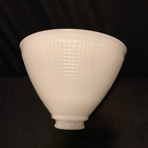 Cone shape glass shade Milk glass / floor lamp / torchiere replacement globe - Honey comb waffle pattern, Corning