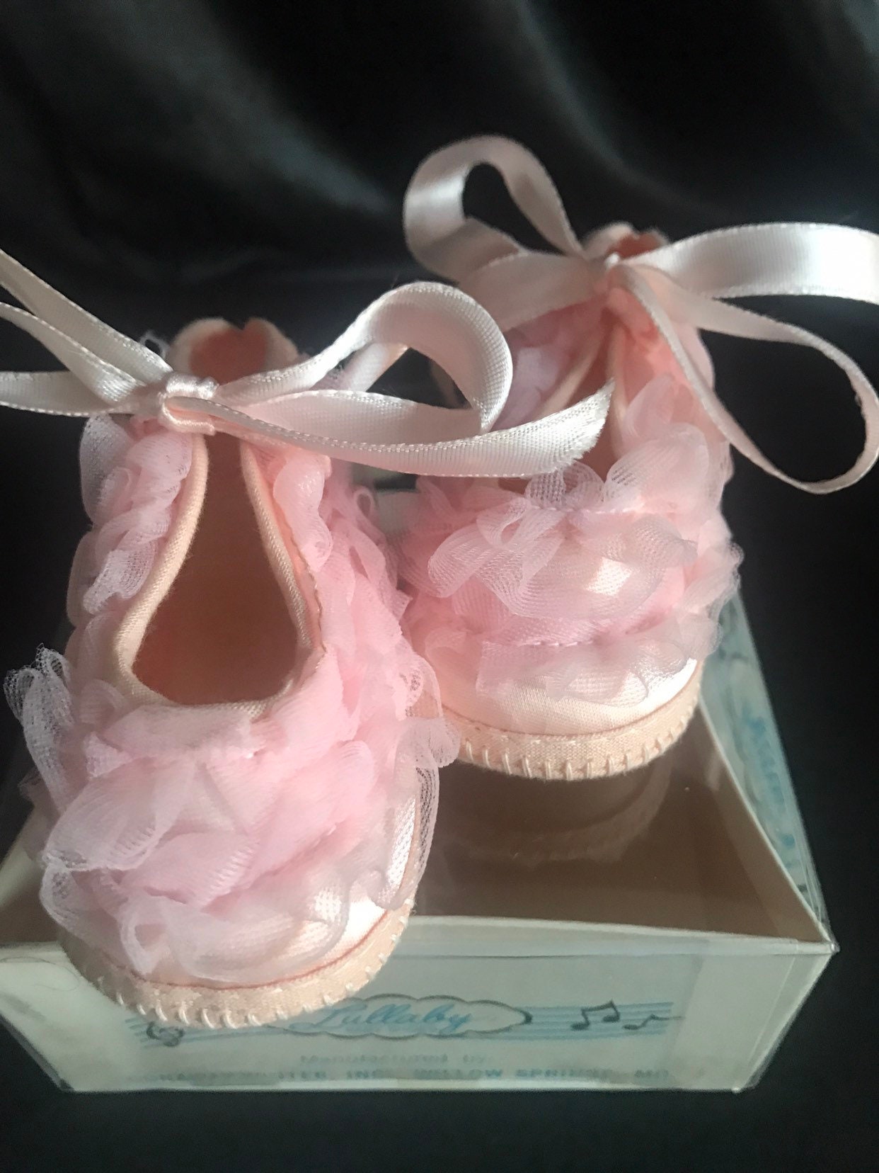 Nib Infant Girls Shoes pink Satin & Frilly Lace - Etsy Canada