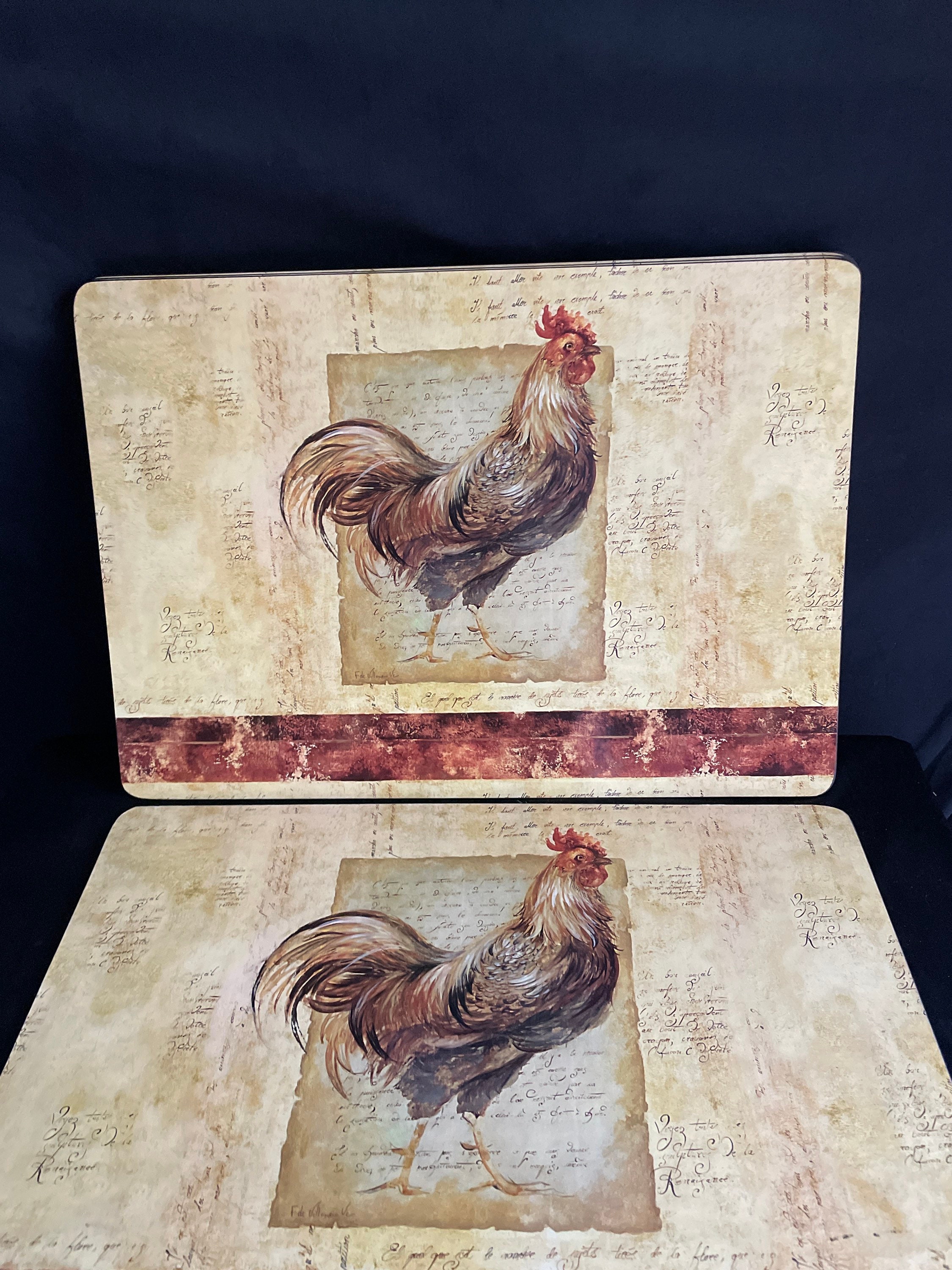 Rustic Rooster Placemat 4 Laminated Cork Back Etsy