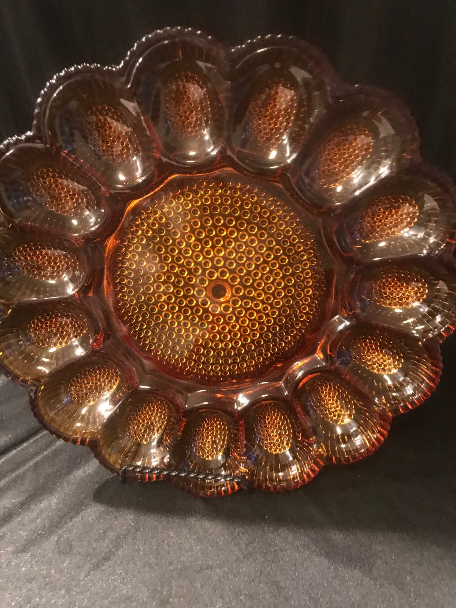 Vintage federal amber glass deviled egg platter indiana glass Etsy