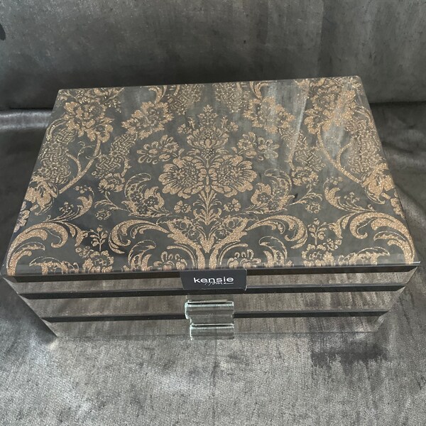 Gold Glass Jewelry Box Etsy